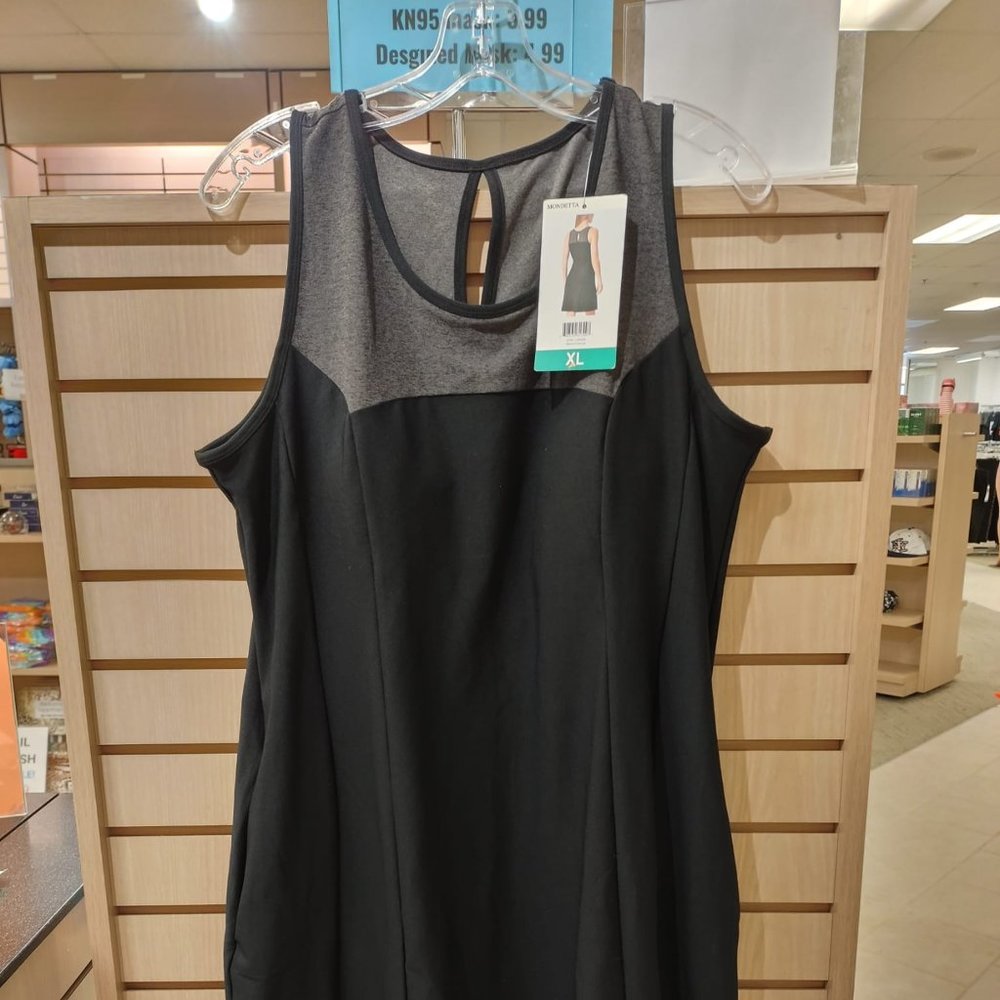 MONDETTA Women Tank Dress Performance + Luxury Black/Charcoal Fit Flare - Picture 6 of 9